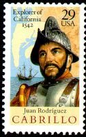 Stamp, Cabrillo (d. 1543), Ship, Map of San Diego Bay Area, United States of America,  , Ships, Explorers