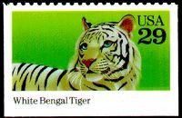 Stamp, Bengal Tiger (Panthera tigris tigris) - Albino, United States of America,  , Tigers