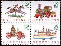 Christmas 1992 Toys Block of 4