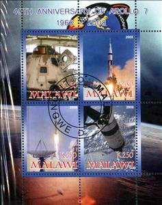 Mini Sheet, 40th Anniversary of Apollo 7 1968-2008, Cinderellas,  , Anniversaries and Jubilees, Spacecrafts