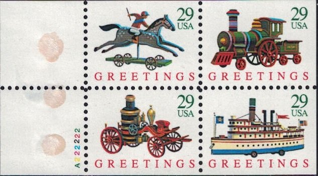 Christmas 1992 Toys Block of 4