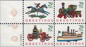 Se-tenant, Christmas 1992 Toys Block of 4, United States of America,  , Toys