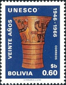 Stamp, Painted Clay Cup, Bolivia,  , Art, UNESCO