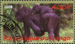 Stamp, Gorilles, Cinderellas,  , Animals (Fauna), Monkeys