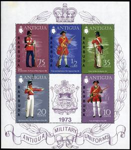 Souvenir Sheet, Military uniforms overprinted, Barbuda,  , Uniforms