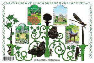 Souvenir Sheet, The stamp Fair 2008 - Gardens of France, France,  , Gardens