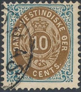 Stamp, Numeral of Value, Danish West Indies,  , Crowns and Coronets, Numbers