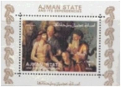 Souvenir Sheet, Descent from the Cross, Ajman,  , Paintings, Religion