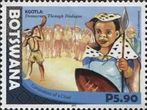 Stamp, Kgotla - Democracy through dialogue, Botswana,  