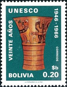 Stamp, Painted Clay Cup, Bolivia,  , Art, UNESCO