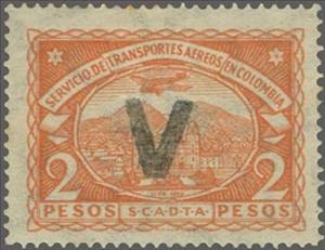 Stamp, Bogotá Cathedral "V", Colombia,  , Aircraft, Churches - Cathedrals - Basilicas - Chapels