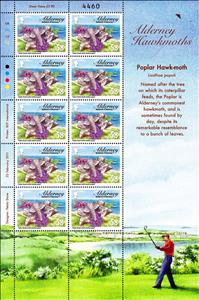 Mini Sheet, Poplar Hawkmoth (Laothoe populi), Alderney,  , Animals (Fauna), Butterflies, Insects