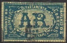 Stamp, Ar, Colombia,  , Letters (Alphabet)