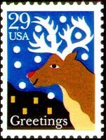Stamp, Red-Nosed Reindeer, United States of America,  , Christmas