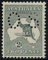 Stamp, Kangaroo and Map, Perforated OS, Australia,  , Kangaroos, Maps