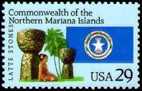 Mariana Islands Statues, Woman and Flag