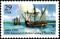 Columbus' Ships Landing in Puerto Rico