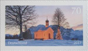 Stamp, Christmas, Germany, Federal Republic,  , Christmas, Churches - Cathedrals - Basilicas - Chapels, Trees