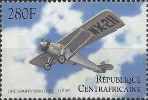 Stamp, Ryan NYP Lindbergh's "Spirit of St. Louis", Central African Republic,  , Aircraft, Aviation