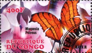 Stamp, Marpesia Petreus, Cinderellas,  , Animals (Fauna), Butterflies