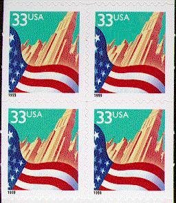 Se-tenant, Flag over City, United States of America,  