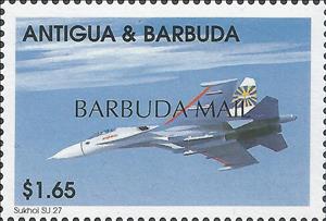 Stamp, Sukhoi SU 27, Barbuda,  , Air Forces, Aircraft, Aviation
