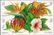 Se-tenant, Tropical Flowers, United States of America,  