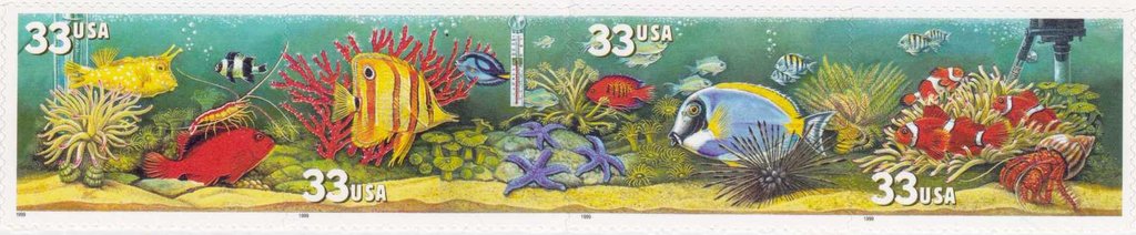 Se-tenant, Aquarium Fish, United States of America,  , Fishes