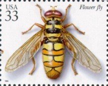 Stamp, Yellowjacket Hover Fly (Milesia virginiensis), United States of America,  , Insects
