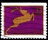 Stamp, Christmas 1999 - Jumping Reindeer, United States of America,  