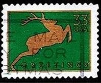Stamp, Christmas 1999 - Jumping Reindeer, United States of America,  