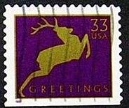 Stamp, Christmas 1999 - Jumping Reindeer, United States of America,  
