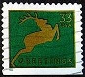 Stamp, Christmas 1999 - Jumping Reindeer, United States of America,  