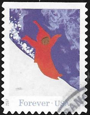 Stamp, Peter Sliding Down Hill, United States of America,  , Children's Play, Christmas, Snow, Winter