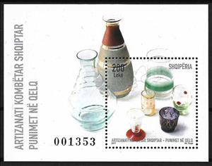 Souvenir Sheet, Glass Works, Albania,  , Crafts, Glass and Earthenware