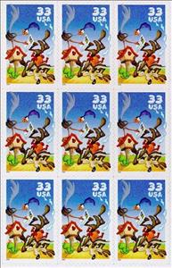 Booklet Pane, Road Runner and Wile E. Coyote, United States of America,  