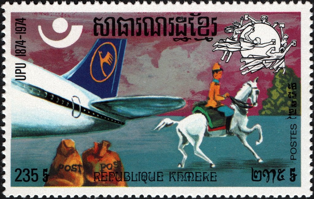 Postman and tail of the plane