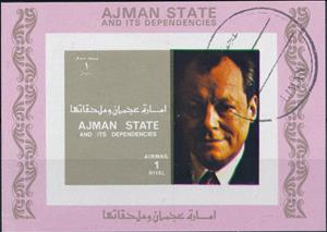 Souvenir Sheet, Willy Brandt, former Chancellor of Germany, Ajman,  , Famous People, Heads of State
