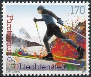 Stamp, Nordic Skiing, Liechtenstein,  , Olympic Games, Skiing, Sports, Winter Sports