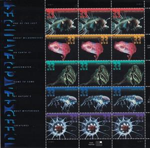 Mini Sheet, Deep Sea Creatures, United States of America,  , Animals (Fauna), Fishes, Sea, Sea Life