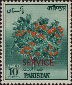 Stamp, Orange Tree - Official Overprint, Pakistan,  , Fruits, Trees