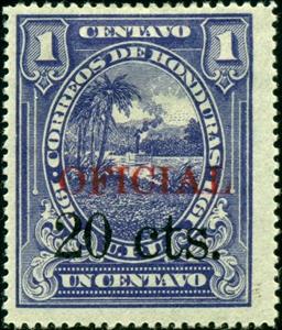 Stamp, Honduran Scene overprinted with additional surcharge, Honduras,  