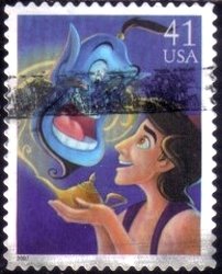 Stamp, Aladdin and Genie - Magic, United States of America,  , Magic, Disney