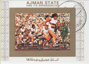 Souvenir Sheet, Sprint, Ajman,  , Athletes, Athletics, Olympic Games, Running