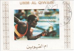 Souvenir Sheet, Running, Umm al-Qiwain,  , Athletes, Athletics, Olympic Games, Running