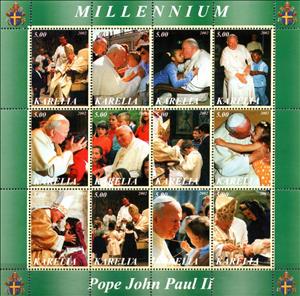 Mini Sheet, Pope John Paul II, Cinderellas,  , People, Popes