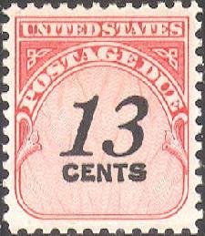 Stamp, 13 Cent Postage Due, United States of America,  