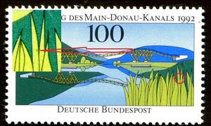 Stamp, Main-Donau Canal, Germany, Federal Republic,  , Bridges, Canals, Landscapes, Mountains