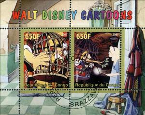 Mini Sheet, Walt Disney Cartoons, Cinderellas,  , Cartoons, Disney