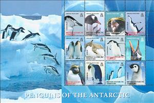 Mini Sheet, Penguins of the Antarctic, British Antarctic Territory (BAT),  , Animals (Fauna), Birds, Penguins